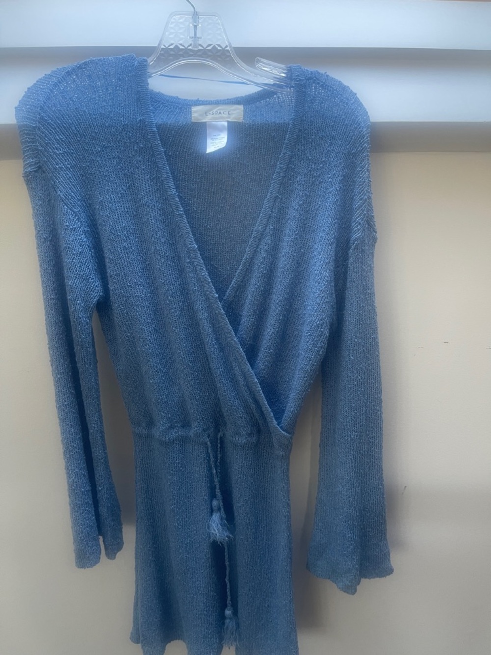 l*space Blue Knit Wrap V-Neck Sweater with Tie
